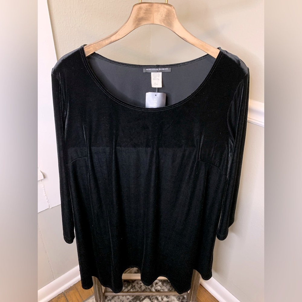 Black velvet 2X 3/4 sleeve tunic